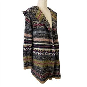 Ruff Hewn Hooded Knit Cardigan Long Sleeve Southwest Aztec Open Front Size M